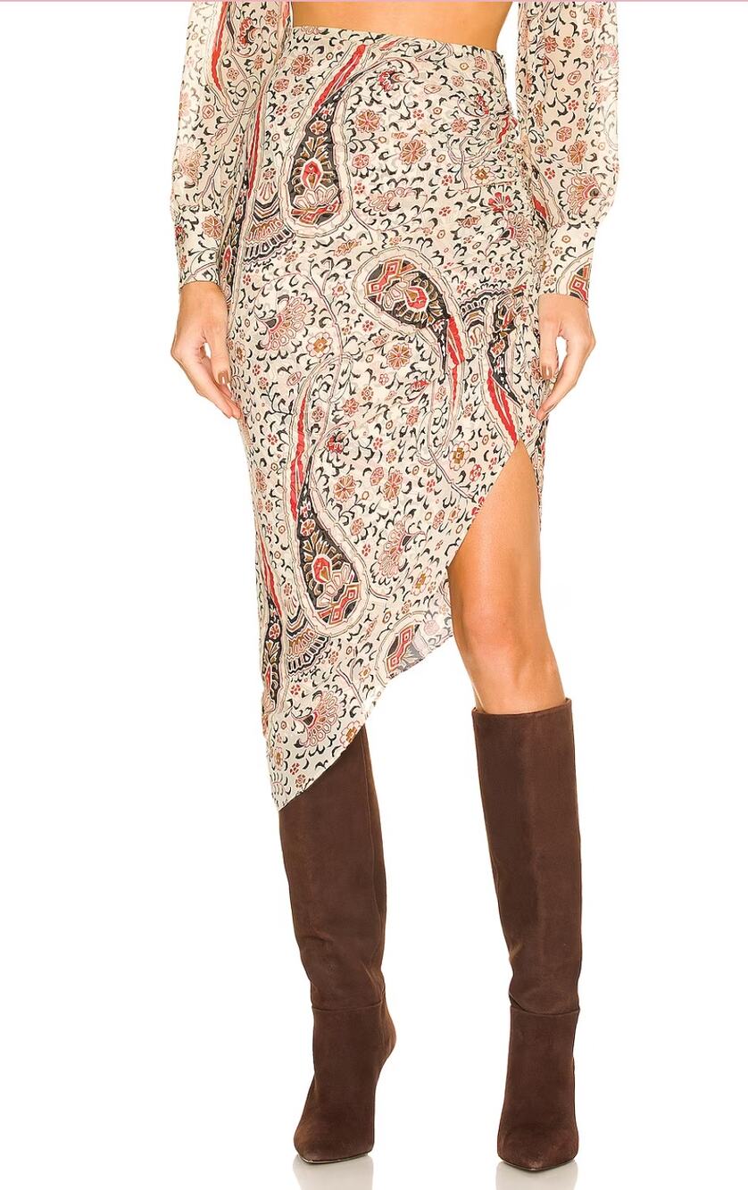 NWT Veronica Beard Herst Oat Slit Silk Asymmetrical Skirt Size 6